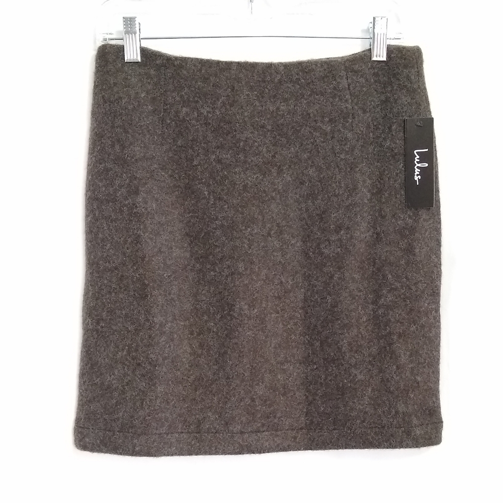 LULU'S nwt soft fuzzy brown mini skirt wool look